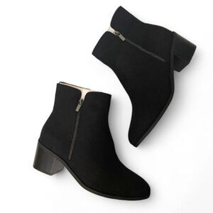 EVANS "Jean" Black Suede Ankle Boot, New! Size 12 Wide